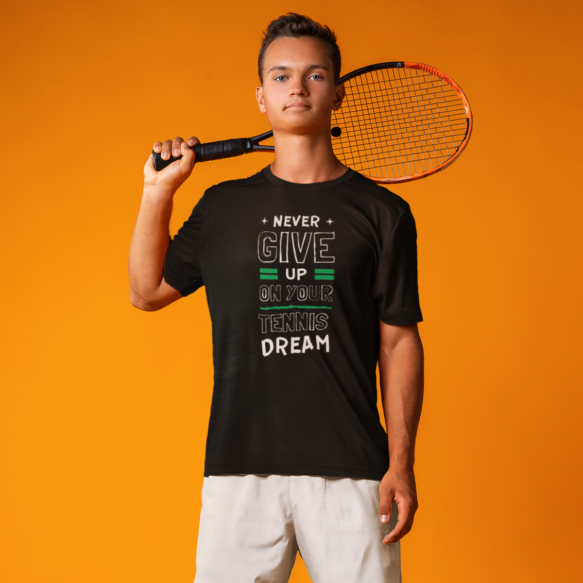 Tennis Dreamer: Never Give Up Motivational Tee