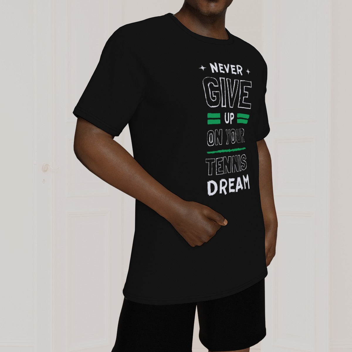 Tennis Dreamer: Never Give Up Motivational Tee