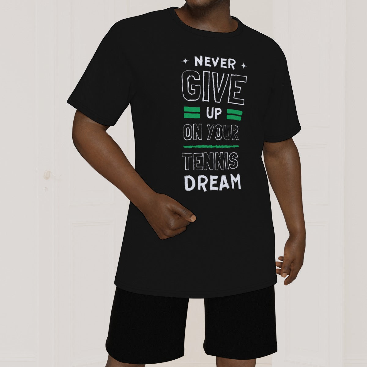Tennis Dreamer: Never Give Up Motivational Tee