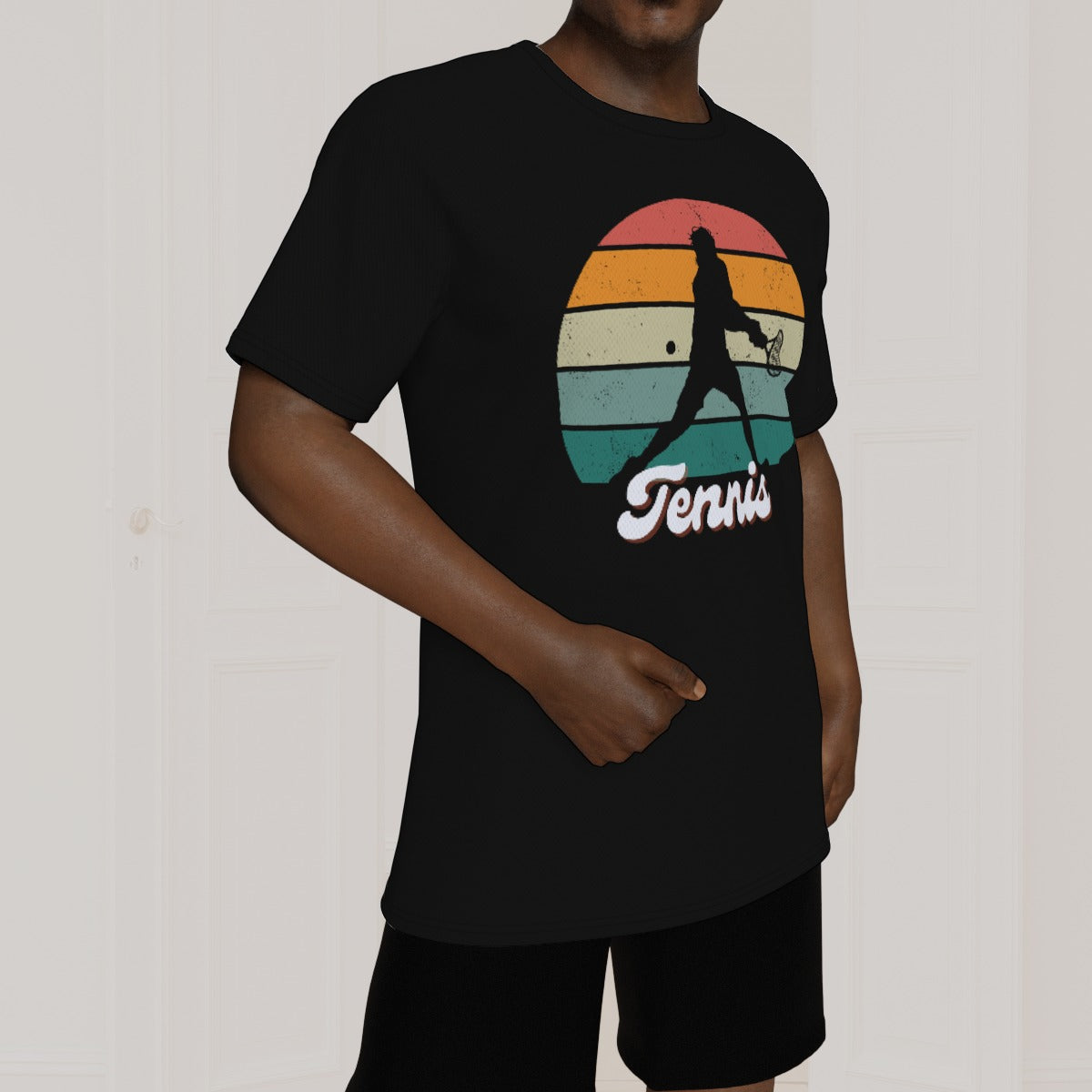 Retro Racket Tee: Vintage Badge Tennis Design
